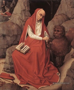St Jérôme et le lion hollandais peintre Rogier van der Weyden Peinture à l'huile